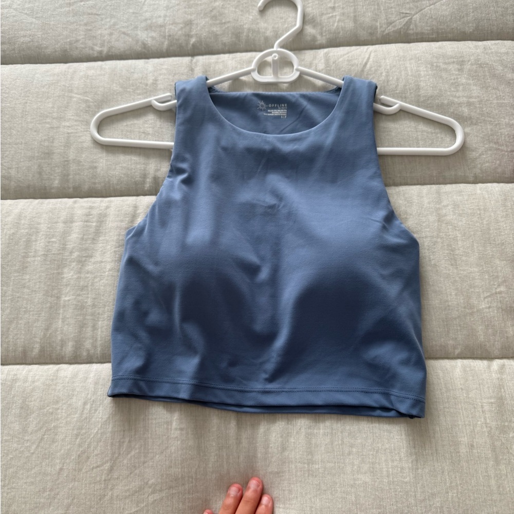 Aerie Blue Sleeveless Crop Tank Top